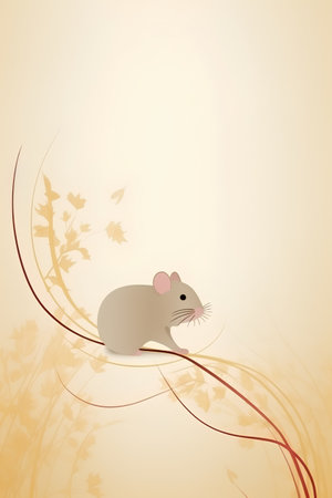 mouse on a background of autumn leaves. vector illustration. Eps 10の素材