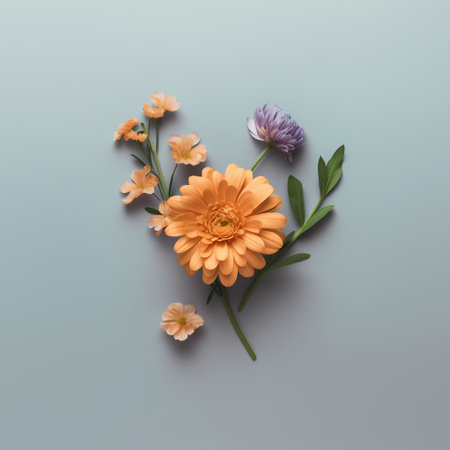 Creative layout made of autumn flowers. Minimal floral concept.の素材