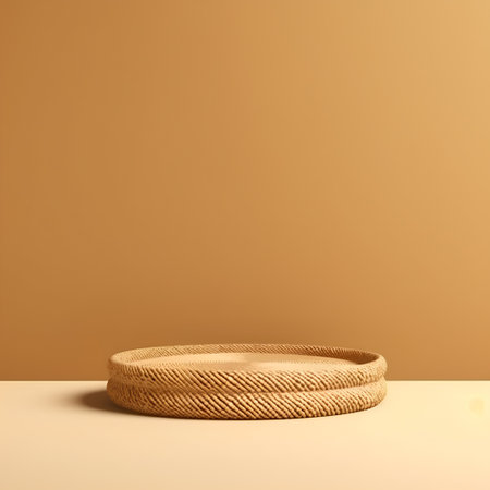 3d rendering of brown podium for product presentation. Mock up.の素材