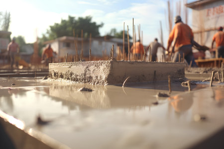 The construction site of a new house. Shallow depth of field.の素材