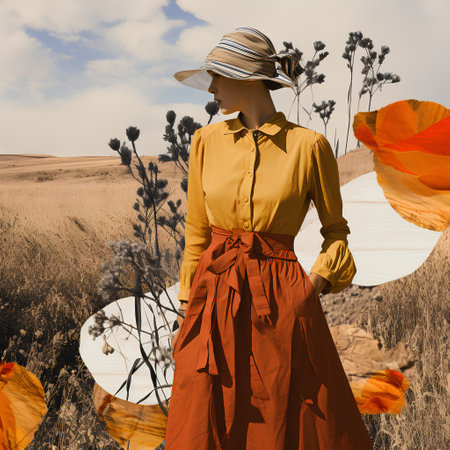 Fashionable woman in a wheat field. 3d rendering.の素材