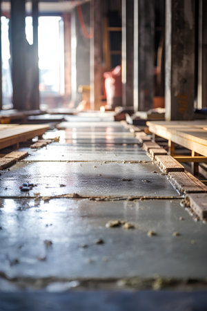 Interior of a modern building. Concrete floor. Construction site.の素材