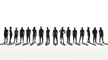 Silhouette of a group of business people on a white backgroundの素材
