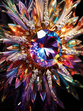 Macro shot of a beautiful gemstone on a black background.の素材