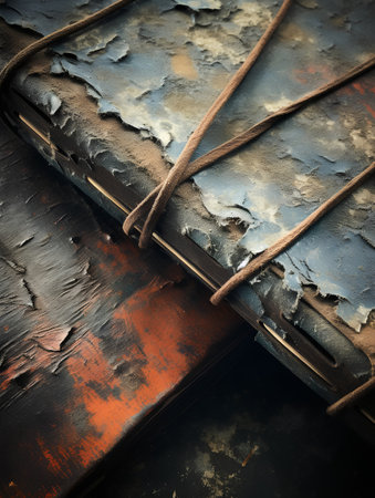 Old book on the wooden background. Vintage style toned picture.の素材