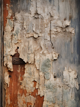 Old grunge wooden door with peeling paint. Abstract background for design.の素材
