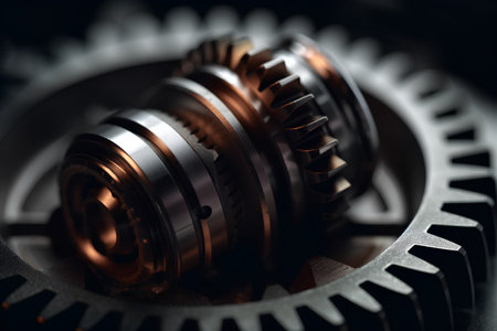 Gear, gearbox, close-up, macro, industrial backgroundの素材