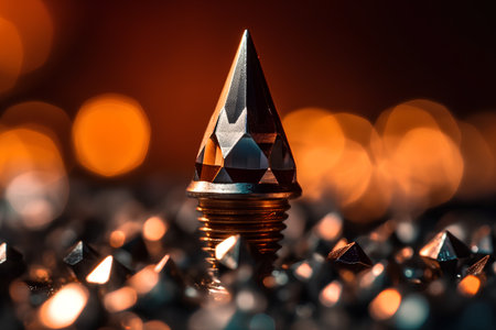 Close-up image of a magic crystal on the background of burning candlesの素材