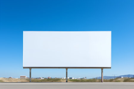 Blank billboard on the road with blue sky. 3d renderingの素材