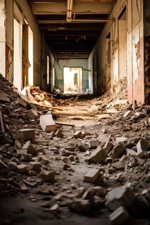 Ruins of a very heavily polluted industrial factory, industrial series.の素材