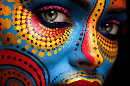 Close-up portrait of a beautiful girl with creative make-up.の素材