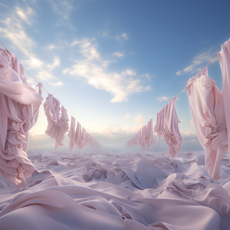 Fantasy landscape with cloth and sky. 3d render illustration.の素材