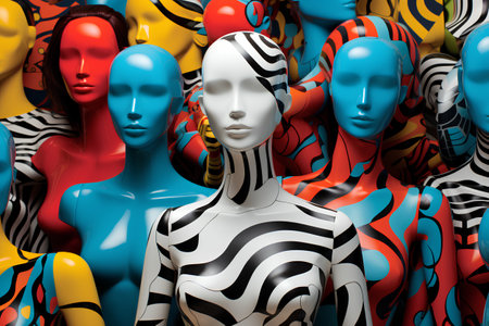 Seamless pattern of female mannequins. 3d renderingの素材