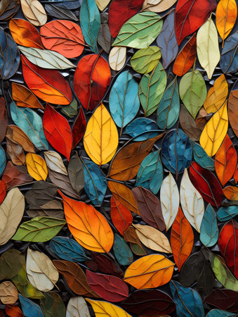 Colorful autumn leaves background. Multicolored autumn leaves texture.の素材