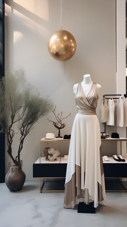 Mannequin in modern luxury boutique interior. 3d render illustrationの素材