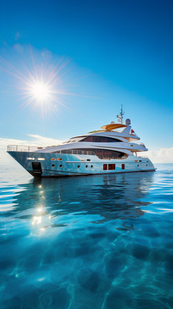 Luxury yacht at sea, 3d render. Luxury yachtの素材