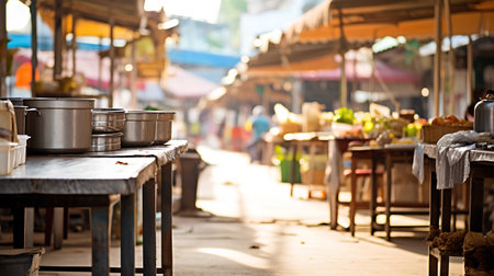 Street food market in Bangkok, Thailand. Street food stall in Bangkok.の素材