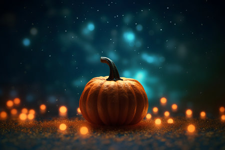Halloween background with pumpkins and bokeh lights. 3d renderingの素材