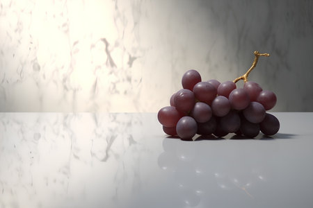 Grapes on a marble background. 3d render, illustrationの素材