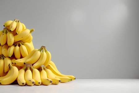 Bunch of bananas on a gray background. 3d rendering.の素材