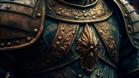 Armour of the medieval knight. Metal protection of the soldier against the weapon of the opponent.の素材