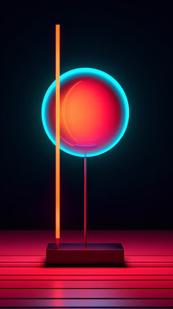 3d rendering of a neon lamp on a dark background. Neon lamp.の素材