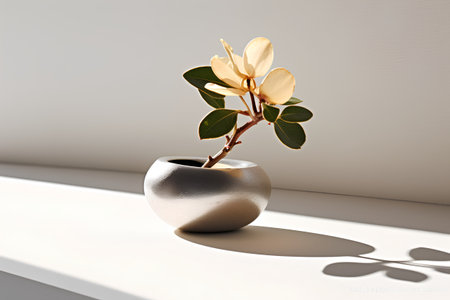 3D render of a vase with a plant on a white backgroundの素材