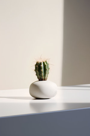 3d render of a cactus on a white background with shadowの素材