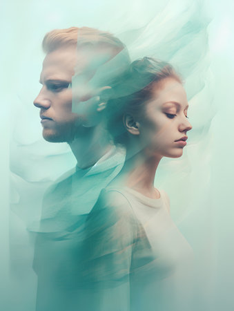 Fashion portrait of a beautiful young couple. Man and woman together.の素材