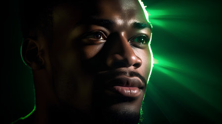 Close-up portrait of a young african american man.の素材