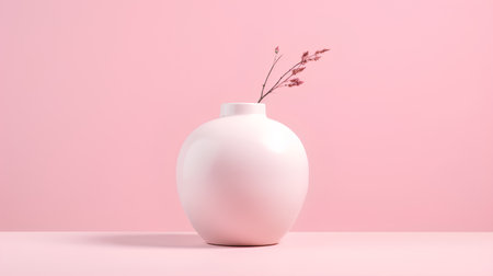 Pink vase with dried flowers on a pink background. Minimal concept. 3d renderの素材