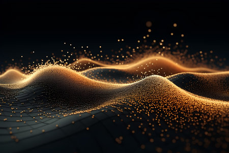3d rendering of abstract digital wave with particles and depth of fieldの素材