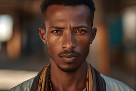 Portrait of a handsome african american man looking at cameraの素材