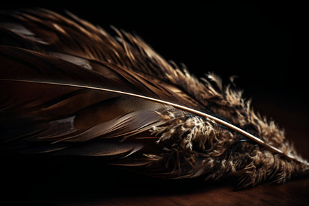feather of a bird on a dark background. tinting. selective focusの素材