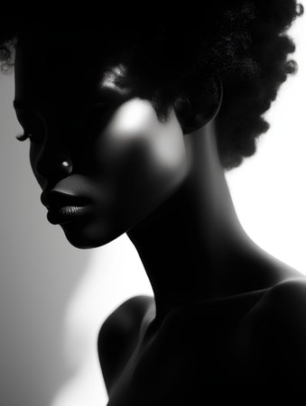 Beautiful black woman with afro hairstyle. 3d renderingの素材