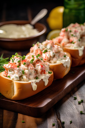 Appetizer bruschetta with crab meat and mayonnaiseの素材