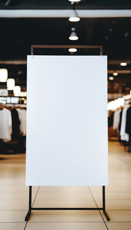 Blank white poster on the wall in the shopping mall. 3d renderingの素材