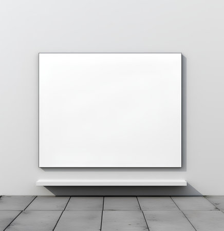 Blank white poster on the wall. 3d rendering image.の素材