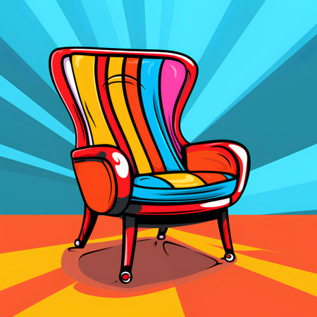 Retro armchair in pop art comic style. Vector illustration.の素材