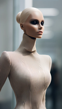 Fashionable female mannequin in the store. 3d renderingの素材