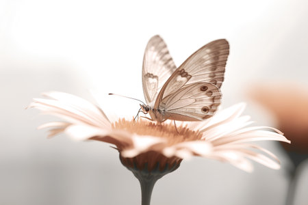 butterfly on daisy flower - vintage effect style pictures.の素材