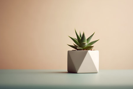 Cactus in a white pot on the table. 3d renderingの素材