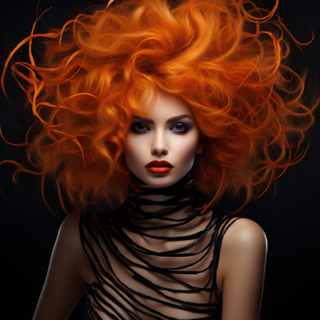 Fashion portrait of beautiful woman with red hair. Beauty, fashion.の素材