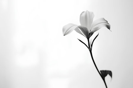 White lily on a white background. Monochrome image.の素材