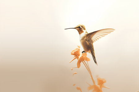 Ruby-throated Hummingbird (archilochus colubris) in flight.の素材