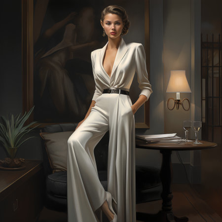 Elegant woman in luxurious white evening dress. Fashion shot.の素材