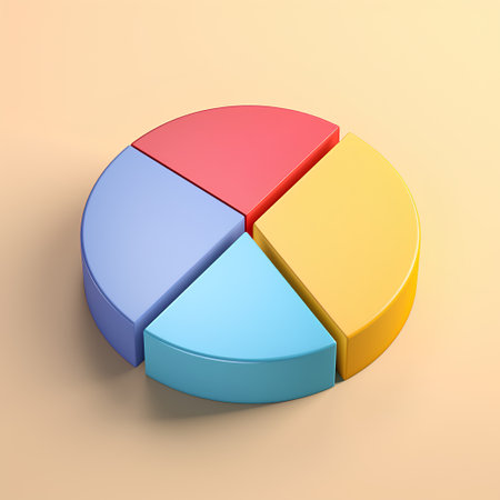 3d pie chart isolated on yellow background. 3d render illustrationの素材
