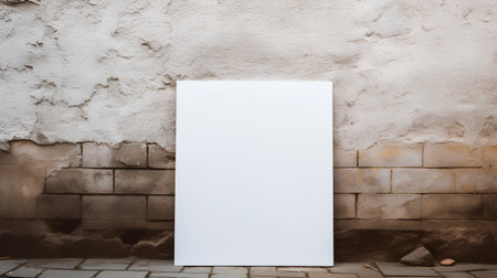 Blank white signboard on brick wall. Mock up, 3D Renderingの素材