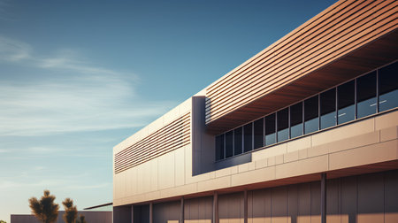 Modern office building exterior. 3d render and illustration mock up.の素材