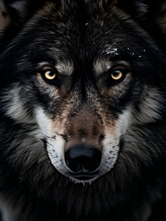 Portrait of a wolf in black and white. Wild animal.の素材